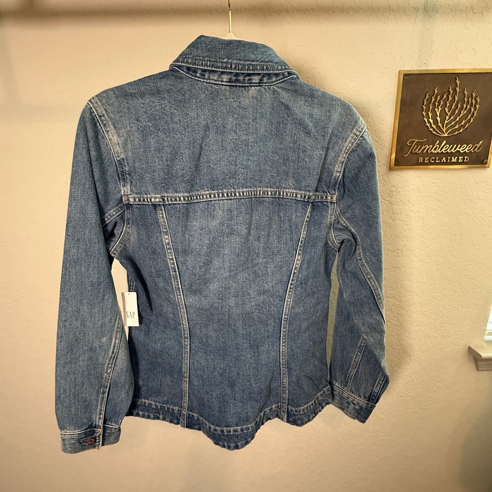 GAP Womens Medium Wash Denim Trucker Jacket Blue 100% Cotton Size S NWT - Picture 6 of 7